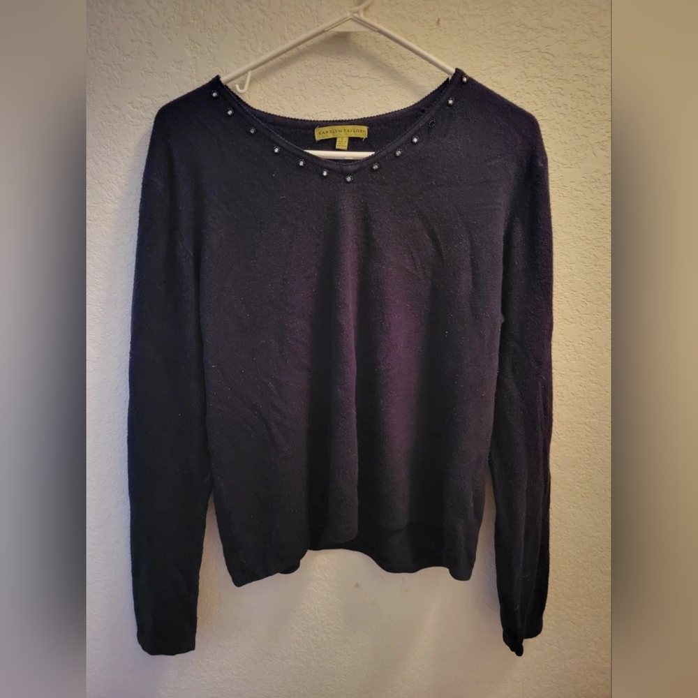 Carolyn Taylor Black Pullover Diamond Sweater